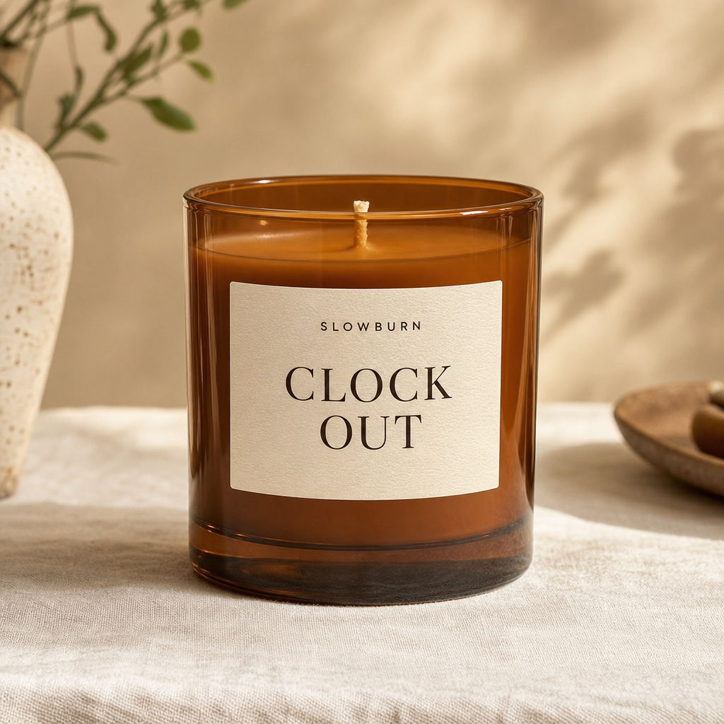 Clock Out candle